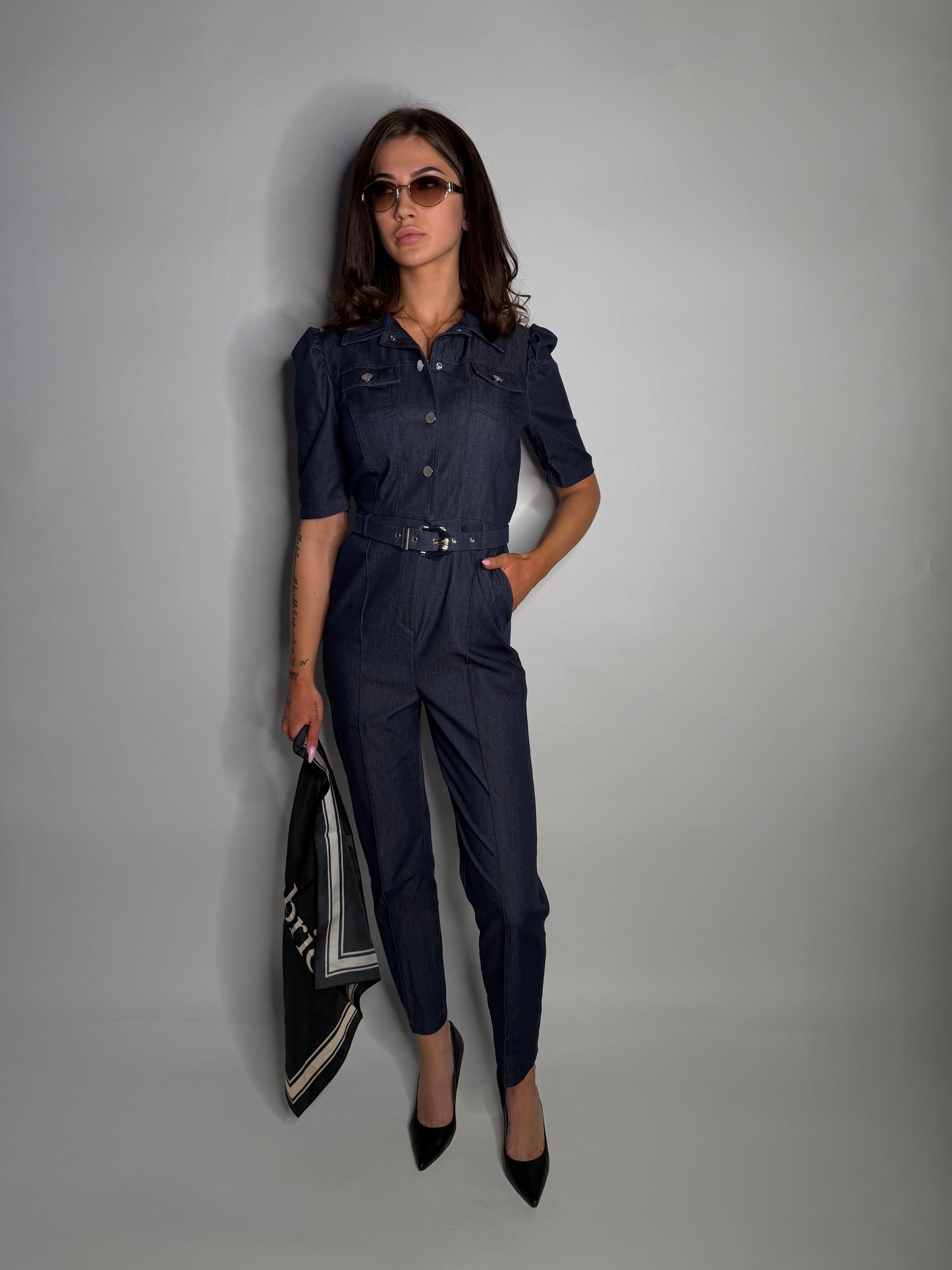Navy Structured Jumpsuit