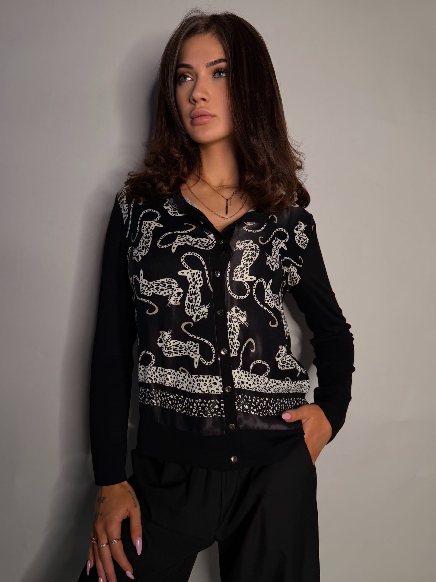 Long Sleeve Patterned Blouse