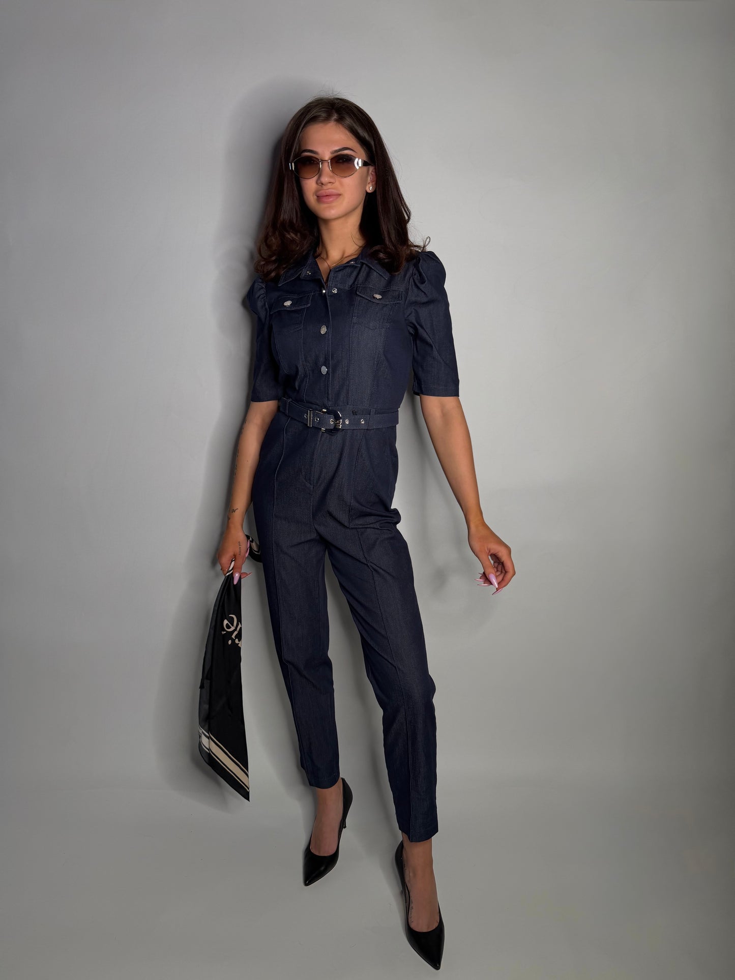 Navy Structured Jumpsuit