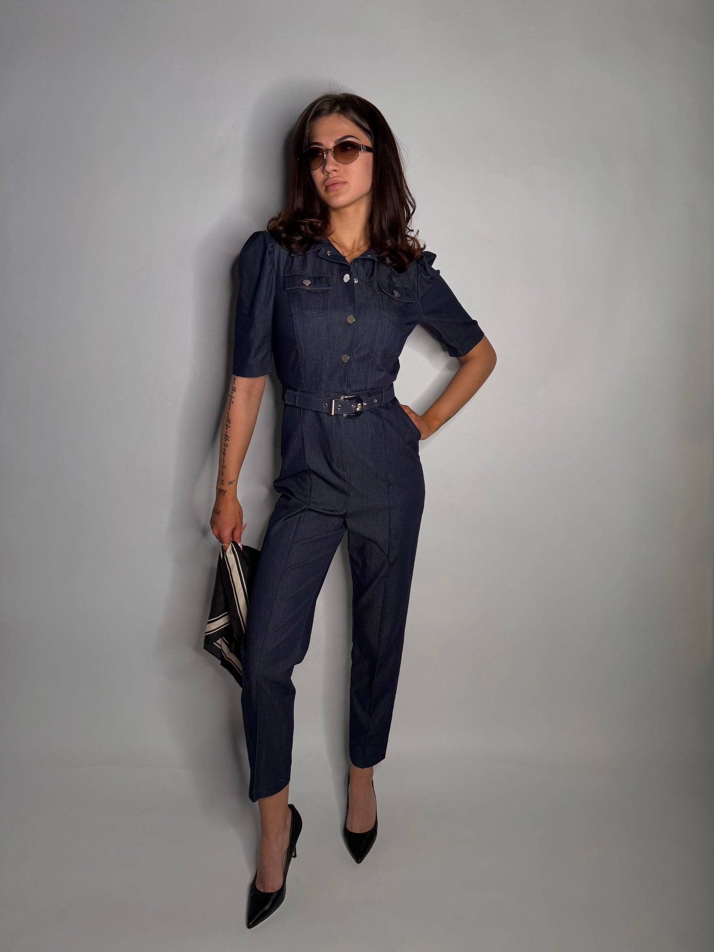 Navy Structured Jumpsuit