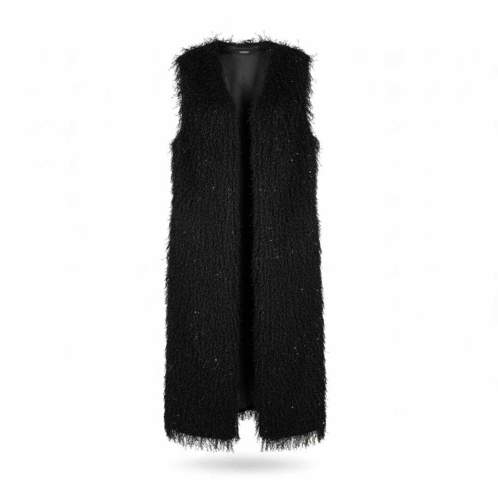 Elegant textured long vest.