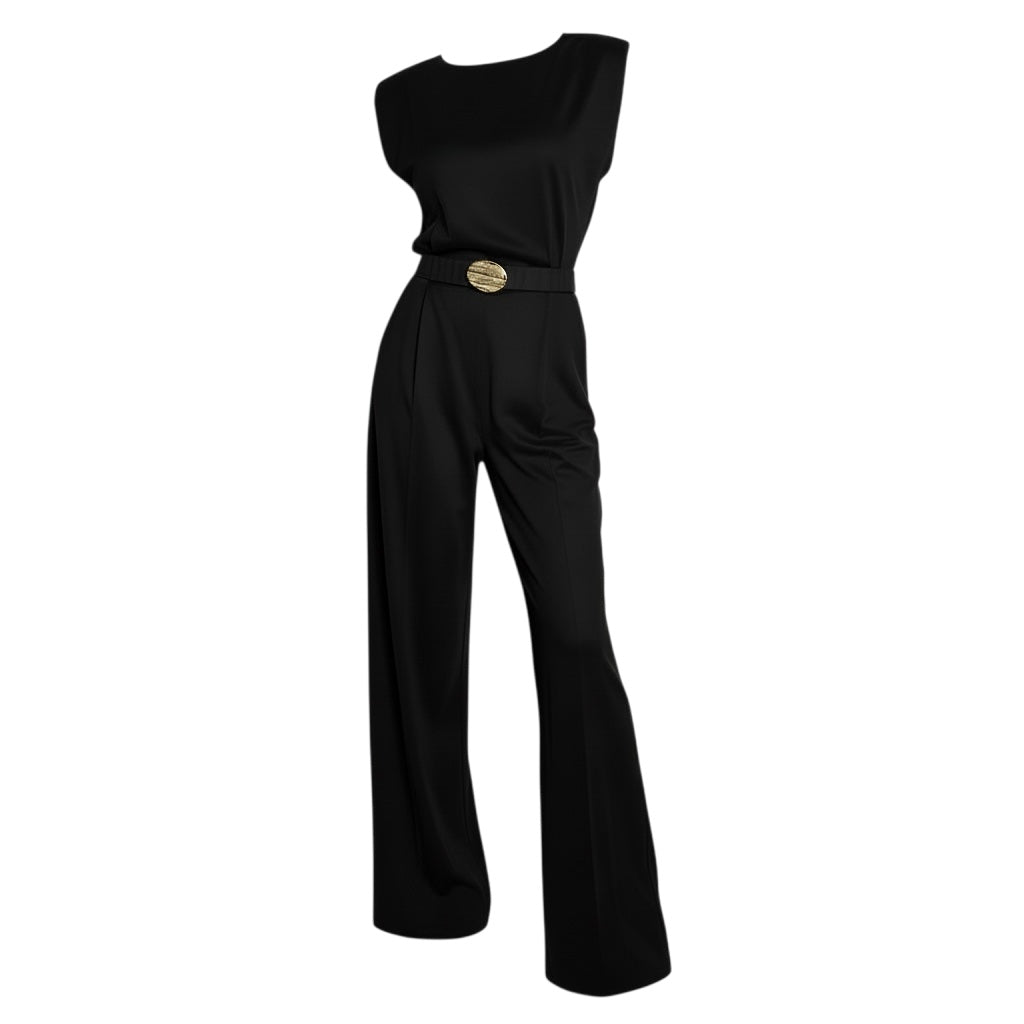 Elegant Long Black Jumpsuit with Detail